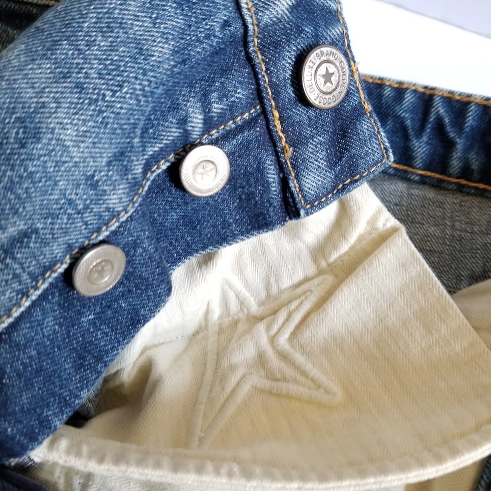 Golden Goose Happy Distressed Tapered Leg High Rise Jeans Size 27 Mid Wa… - Picture 8 of 10